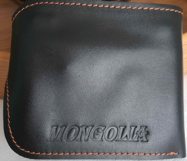 Brieftasche echtes Leder in schwarz      praktisch, stilbewusst und langlebig   Motiv: Ulziihee (endloser Knoten)